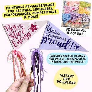 Dance Recital Gifts, Printable Pennant Flags for Bouquet, Keepsake Gift for Dancer, Ballet Tap Jazz Theater Show, Photo Props for Team K01