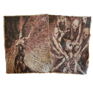 Evil Dead Rise, Necronomicon, Book of the Dead aged printed book pages, Halloween Prop
