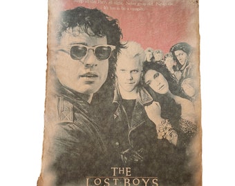 Lost Boys Movie poster aged printed, Halloween Prop Wall Art