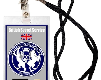 Insignia de seguridad de identificación de novedad MI6 British Intelligence 007 Insignia de utilería de disfraces de Halloween