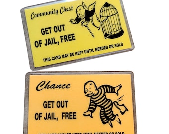Monopoly Get out of Jail and Go to Jail two sided Quality Laminated 10 mil Actual size