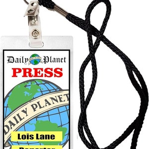 Novelty ID Security Badge Daily Planet, Lois Lane, Halloween Costume Movie Prop Badge