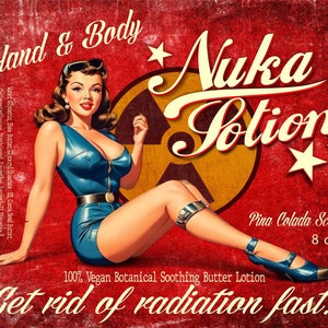 Nuka Lotion Hand and Body Butter Lotion 8 oz Pina Colada Scent by Dead Head Props, Halloween, Horror, Fallout
