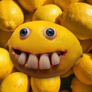 Realistic Life Sized Freaky Fruit &quot;Larry the Lemon&quot; by Dead Head Props ,Halloween Prop, Horror Prop, Halloween Decoration