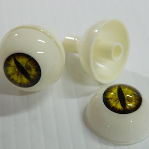 Pair of Life Size Realistic Human Acrylic Full round Eyes for Halloween PROPS, MASKS, DOLLS Snake/Demon/Cat, Red or Yellow