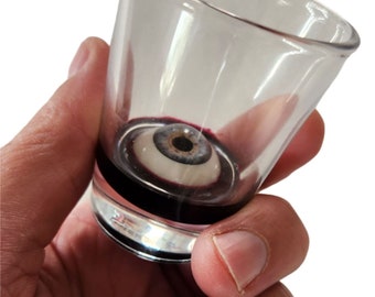 Realistic Bloody Eyeball Shot Glass,  Rocks Glass, Your Choice, Unique Gift! by Dead Head Props Halloween Horror