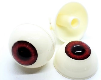 Pair of Life Size Premium Realistic Human Acrylic Eyes for Halloween PROPS, MASKS, DOLLS Rabbit Red