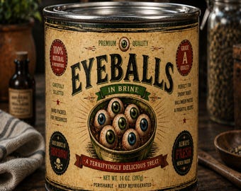 Vintage Eyeballs Can 16 oz unique gag gift, great for storage or hiding items, Halloween prop