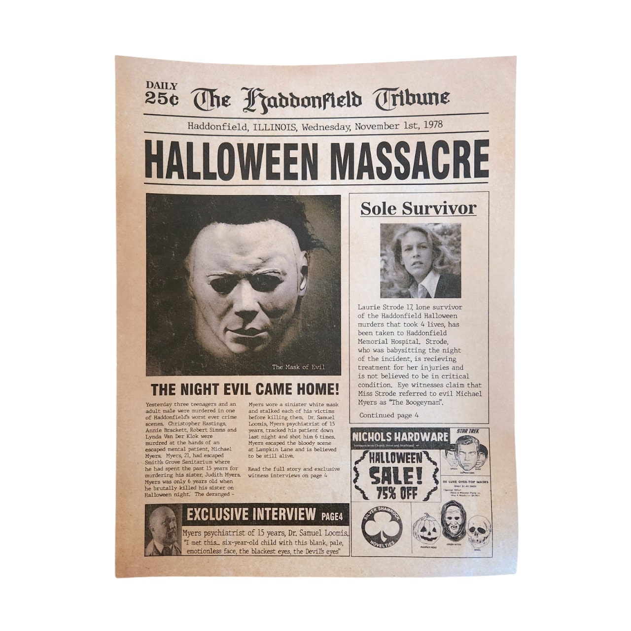 マイケル・マイヤーズ、ハロウィーンコンセプトページアート 2 枚、8.5