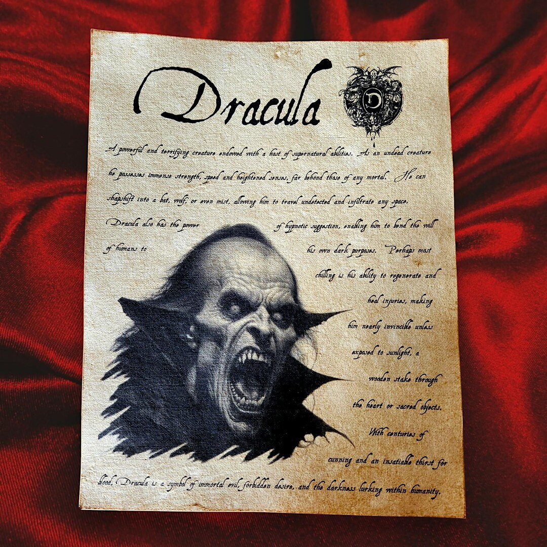 Dracula Aged Printed Journal Page Poster, Halloween Prop, Wall Art - Etsy