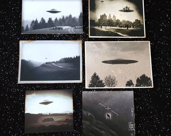 Realistic aged UFO photos for prop or display, Wall Art