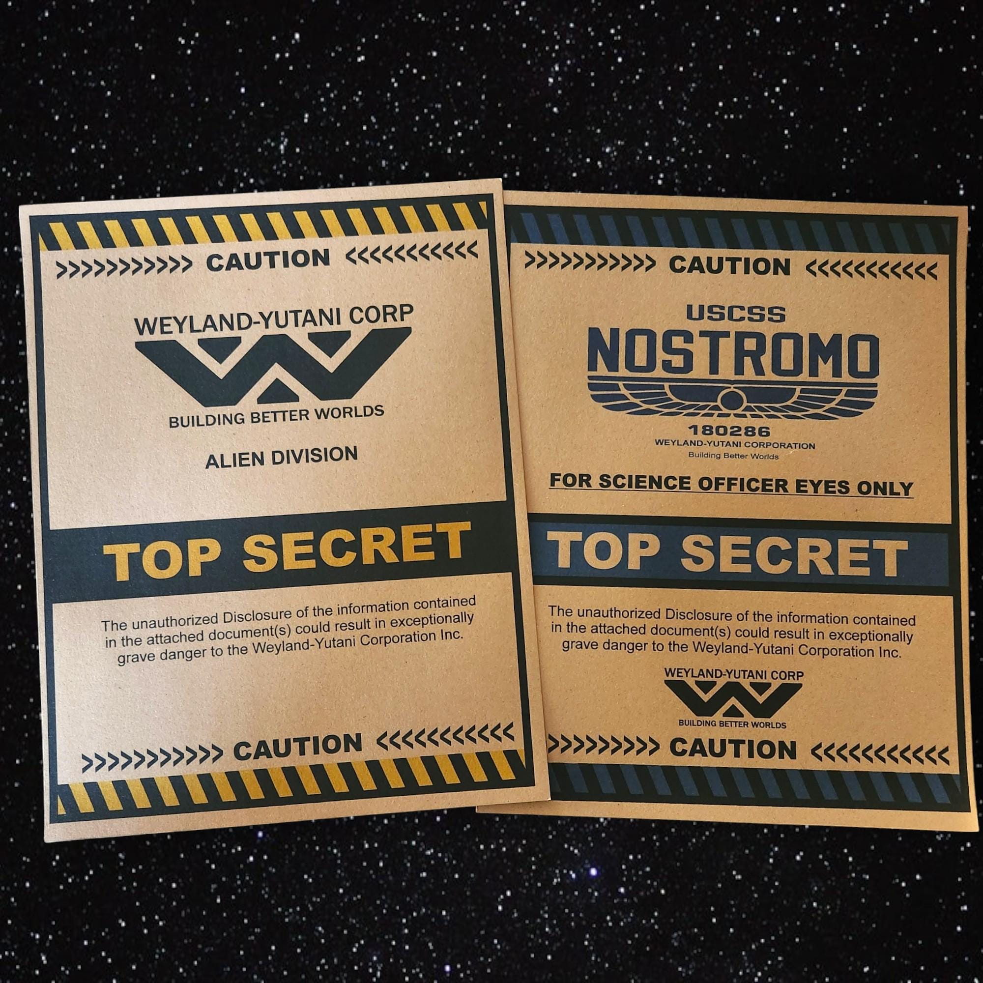 Weyland-yutani and Nostromo (alien) Card Stock Cover Sheets for