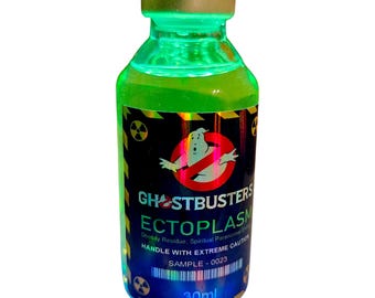 Ghostbusters Ectoplasm Movie Prop with LED light base - Real Glass Medical Vial 10ml