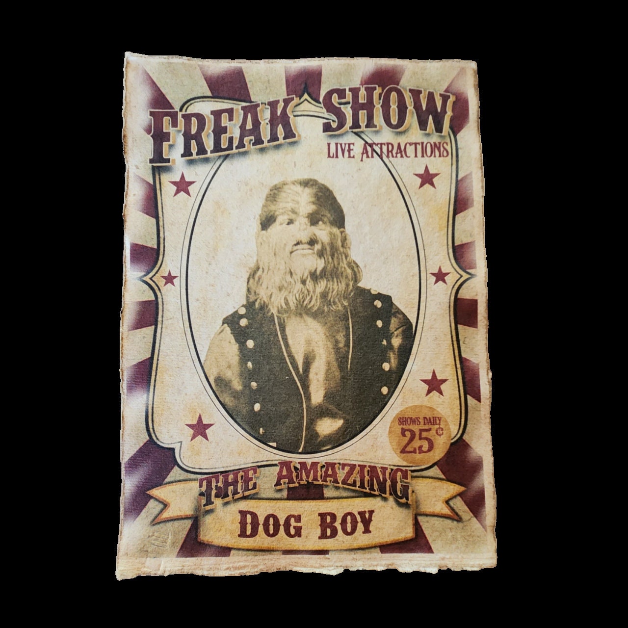 Curiosity, Freakshow, Vintage Circus Posters Printed on Vintage