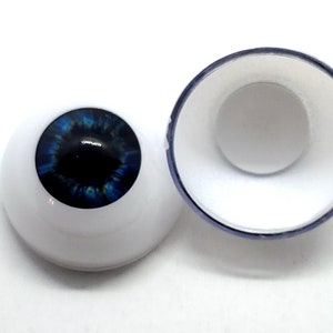 Pair of Life Size Realistic Human Acrylic Half round hollow back Eyes for Halloween PROPS, MASKS, DOLLS Crystal Blue 26 mm