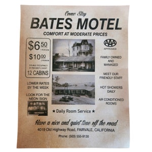 Bates Motel Flyer and Movie Poster on aged paper, Shower at your own Risk!