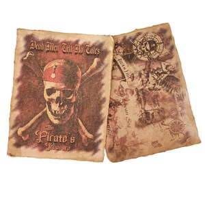 2 x pages imprimées vieillies pirates des Caraïbes, accessoire d'Halloween, carte au trésor pirate