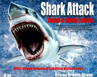 Shark Attack Hand und Körper Butter Lotion 8 oz Ocean Breeze Duft von Dead Head Props, Halloween, Horror, Blut im Wasser