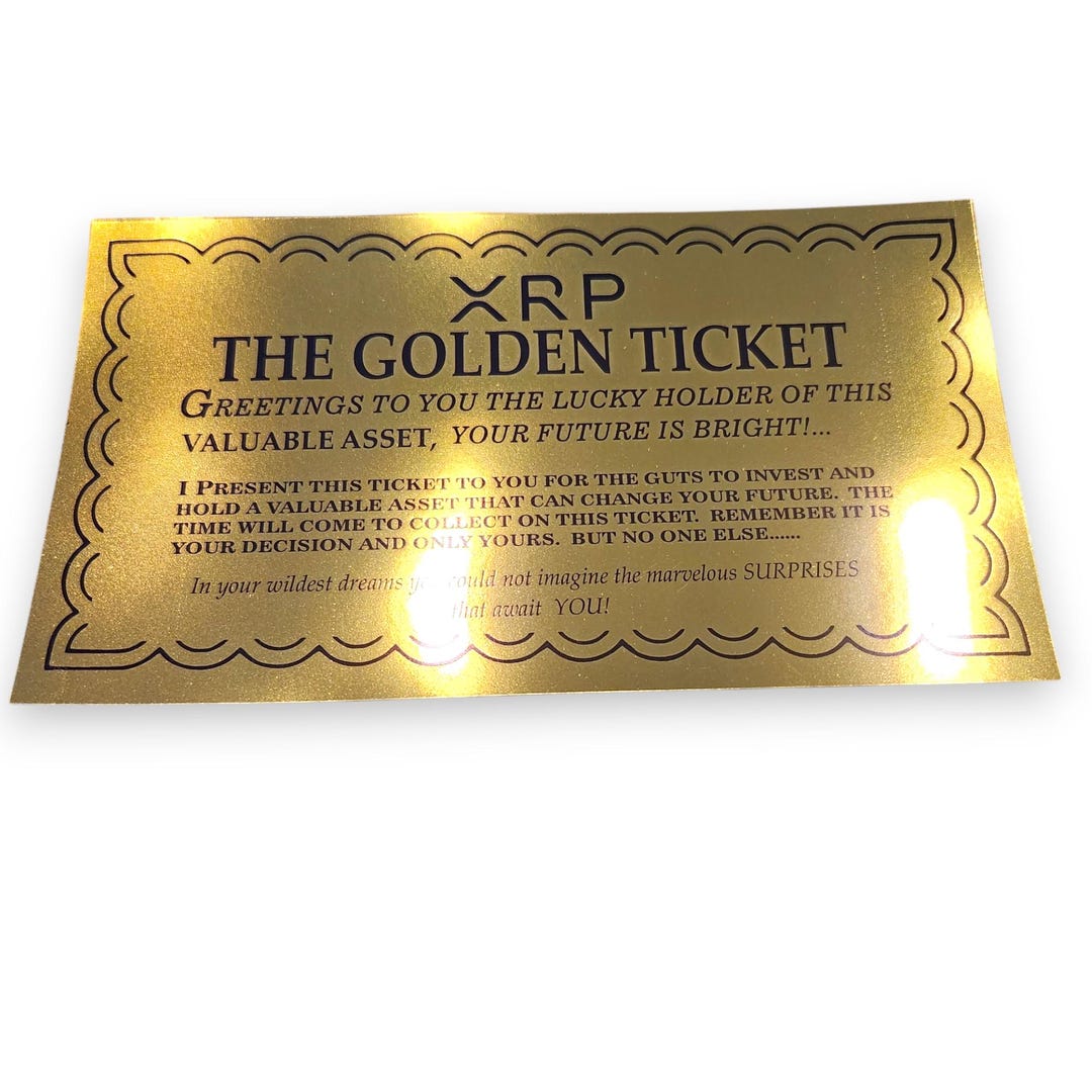 Ticket Ripple Line XRP (ripple) Mirror Gold Vinyl Golden Ticket Sticker or Gold Backed Non ...