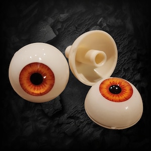 Fiery Orange Pair of Life Size Realistic Human Acrylic Eyes 26 mm (1&quot;) Full round Eyes for Halloween PROPS, MASKS, DOLLS