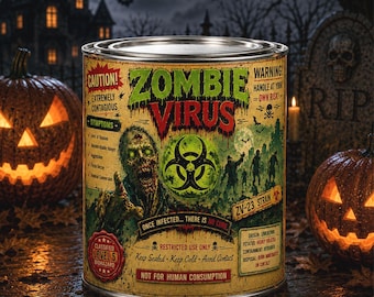Zombie Virus #2 Stash Can 16 oz Can unique gag gift, great for storage or hiding items, Halloween prop