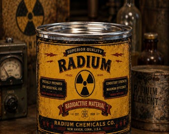 Vintage Radium Can 16 oz unique gag gift, great for storage or hiding items, Halloween prop