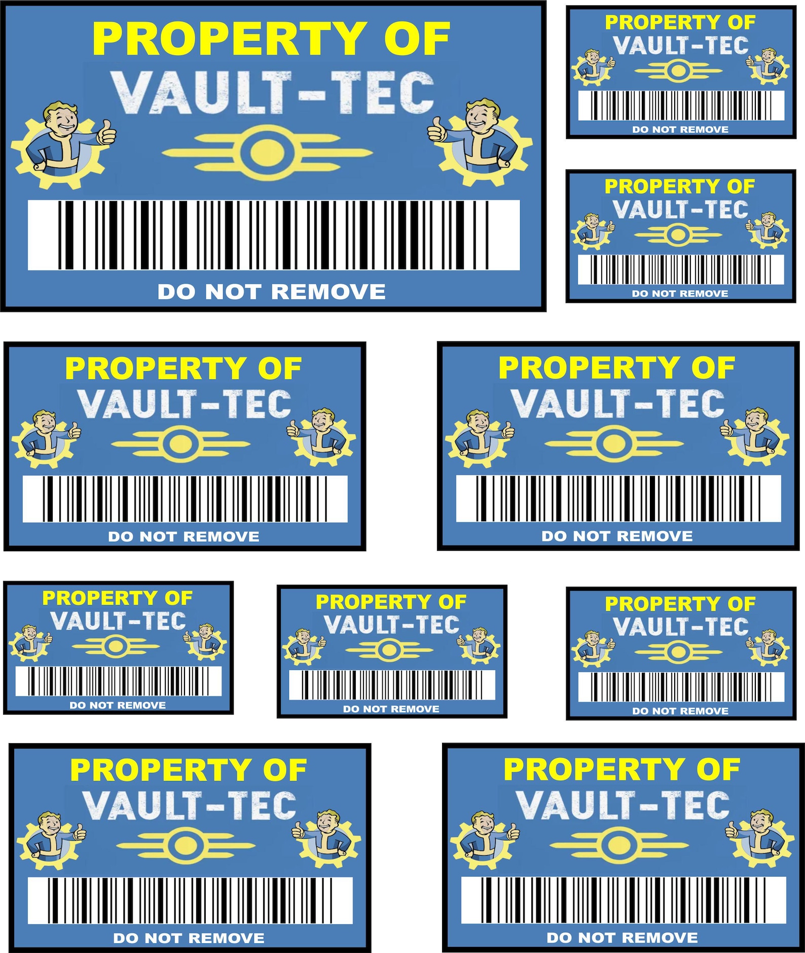 Sticker Poperty Asset Asset Property Label Stickers, Umbrella Corp, Stark Industries, Fallout ...