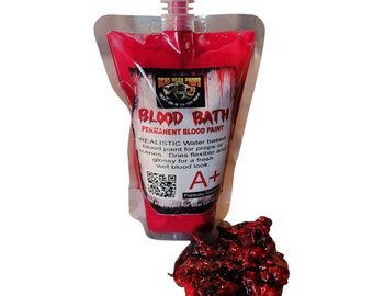 Blood Bath Permanent Blood Paint for Props, Masks, water based, Glossy and flexible, by Dead Head Props, Halloween, Horror