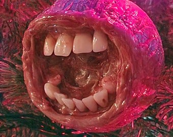 Adorno navideño espeluznante de boca grande realista de Dead Head Props, utilería de Halloween, utilería de terror, decoración de Halloween