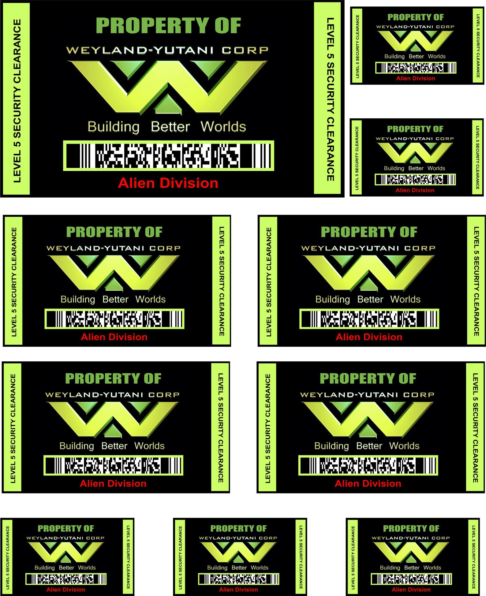 Unit Property Label Sticker Asset Property Label Stickers, Umbrella Corp, Stark Industries, Fallout ...