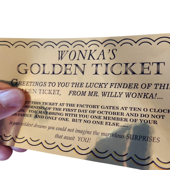 Wonka Golden Ticket Prop (1971) Movie Actual Size and Screen