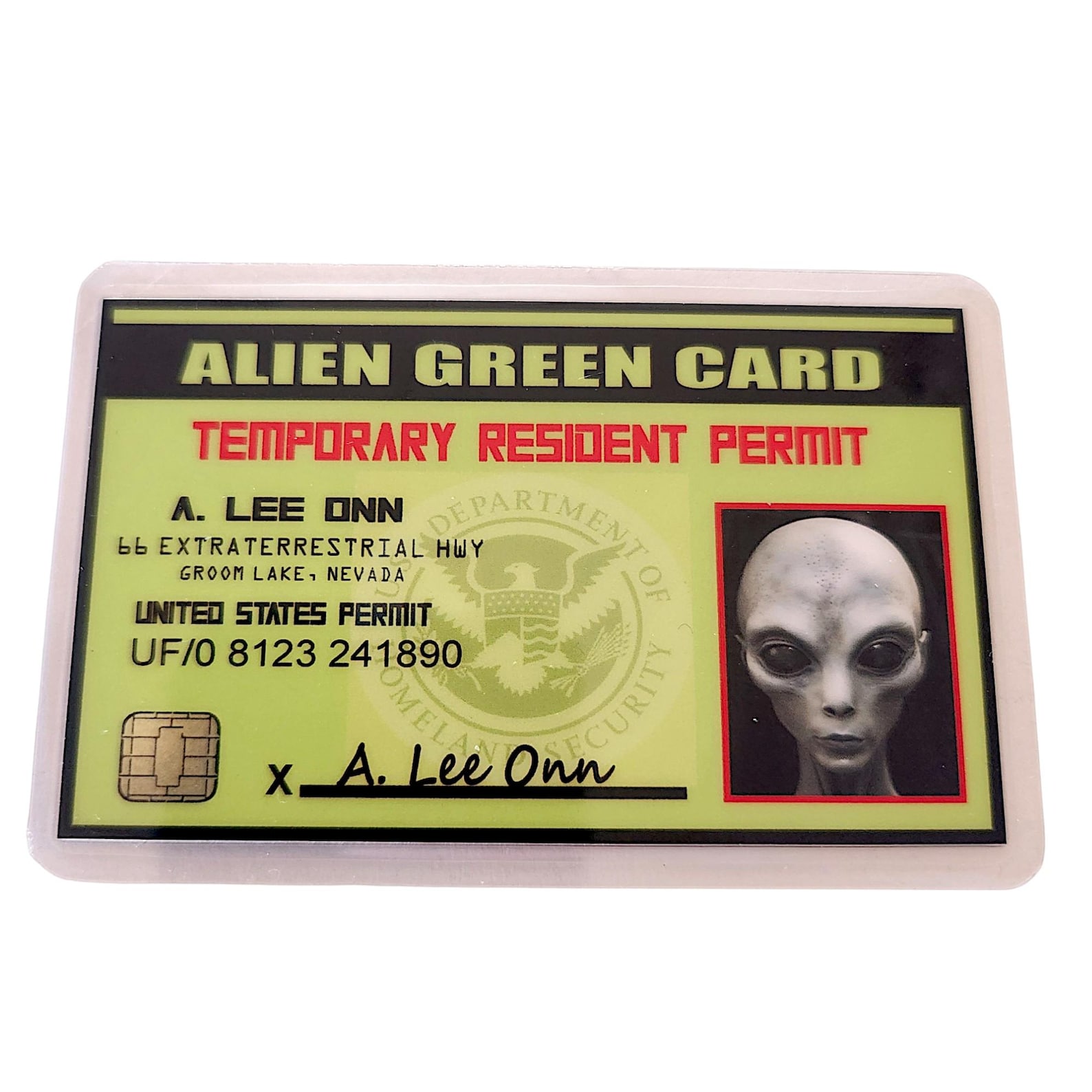 UFO Operator's License and Alien Green Card Fake License 2 Sided ...