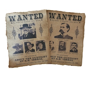 Wyatt Earp, Doc Holliday / Tombstone wollte Poster, Old West Halloween Prop, Wand Kunst