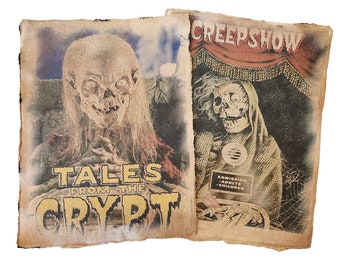 Tales from the Crypt and Creepshow aged printed Poster set, Halloween Prop