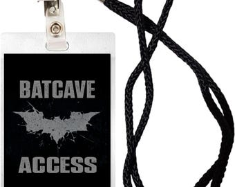 BatCave Access 4 to choose from Security laminated badge with clip and lanyard, Halloween Costume, Cosplay, Movie Prop