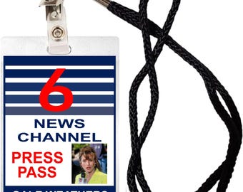 Gale Weathers, Scream ID/press pass laminated badge with clip and lanyard, Halloween Costume, Cosplay, Movie Prop