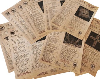Government Artifact Prop Documents | Classified Files | Secret Government Records |  Horror Halloween Decor
