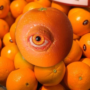 Realistic Life Sized Freaky Fruit All Seeing Orange by Dead Head Props ,Halloween Prop, Horror Prop, Halloween Decoration, artificial fruit