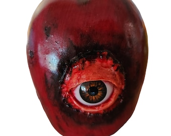 Realistic Life Sized Freaky Fruit All Seeing Rotten Red Apple by Dead Head Props ,Halloween Prop, Horror Prop, Halloween Decoration