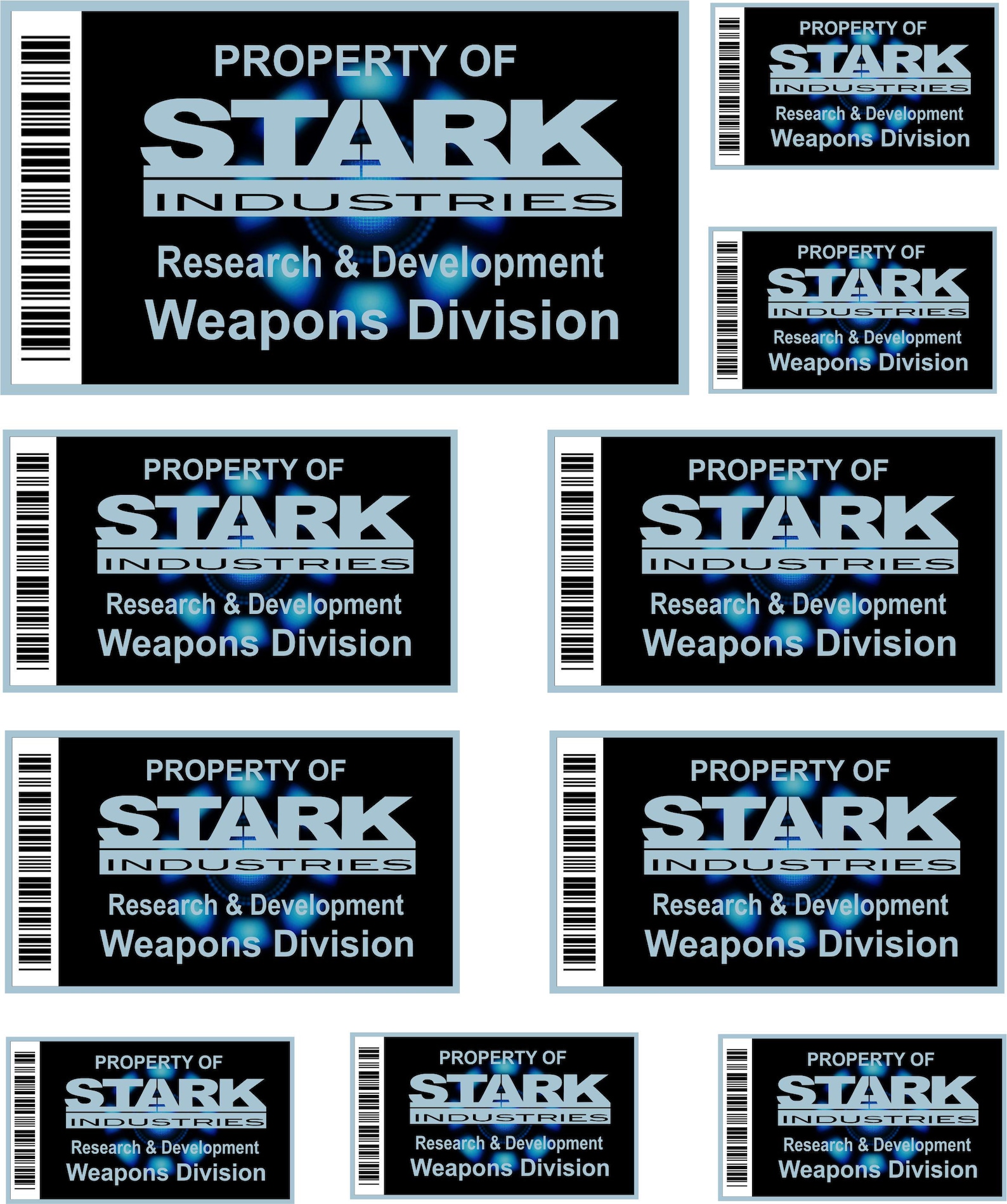 Asset Property Label Stickers, Umbrella Corp, Stark Industries, Fallout ...