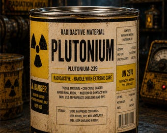 Vintage Plutonium Stash Can 16 oz unique gag gift, great for storage or hiding items, Halloween prop
