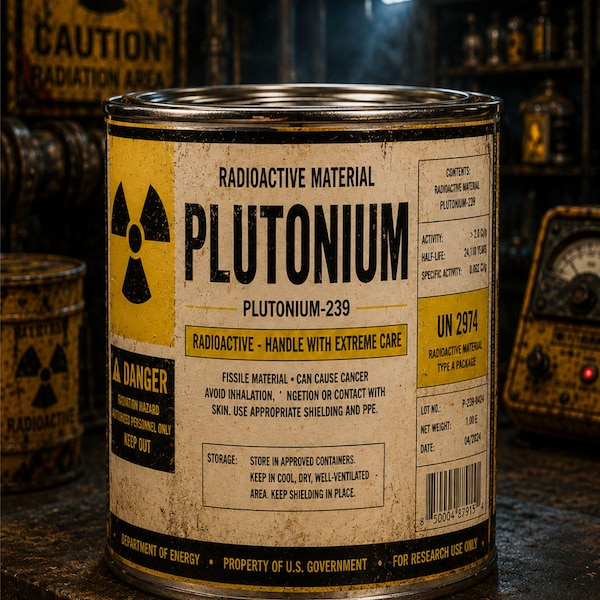 Vintage Plutonium Stash Can 16 oz unique gag gift, great for storage or hiding items, Halloween prop