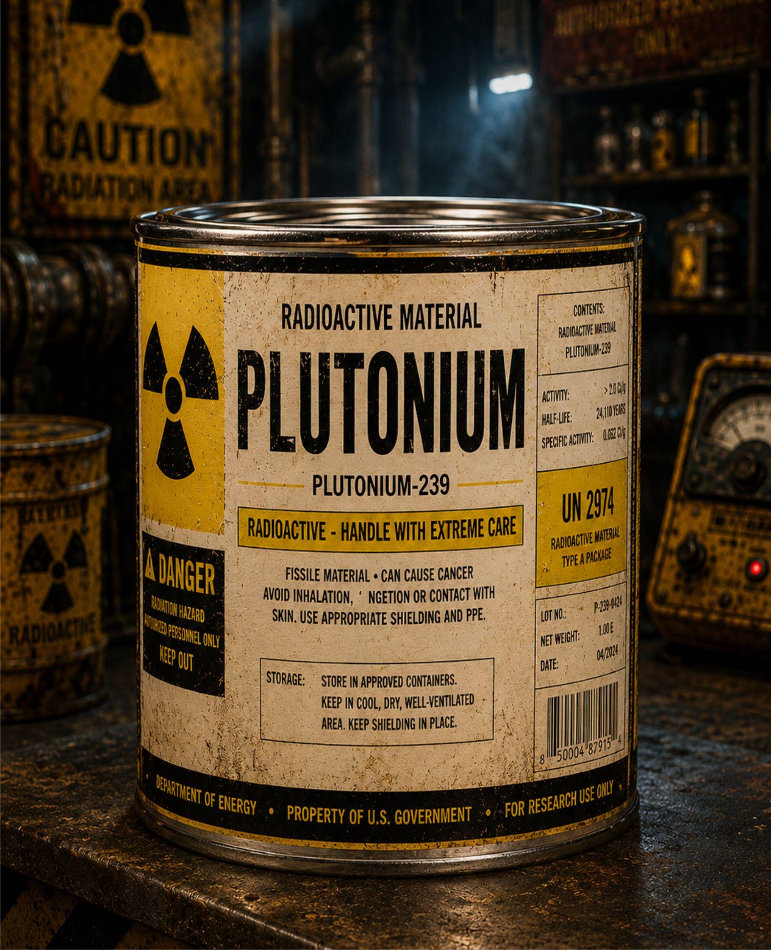 Vintage Plutonium Stash Can 16 Oz Unique Gag Gift, Great for