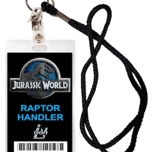 Novelty ID Security Badge Jurassic World Raptor Handler Halloween Costume Movie Prop Badge