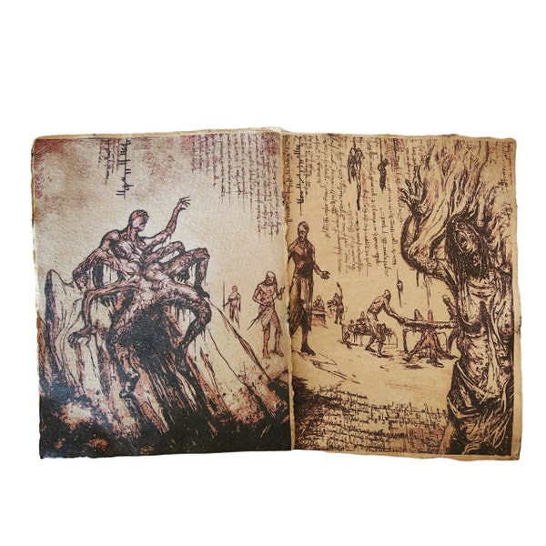 Evil Dead Rise, Necronomicon, Book of the Dead aged printed book pages #2, Halloween Prop