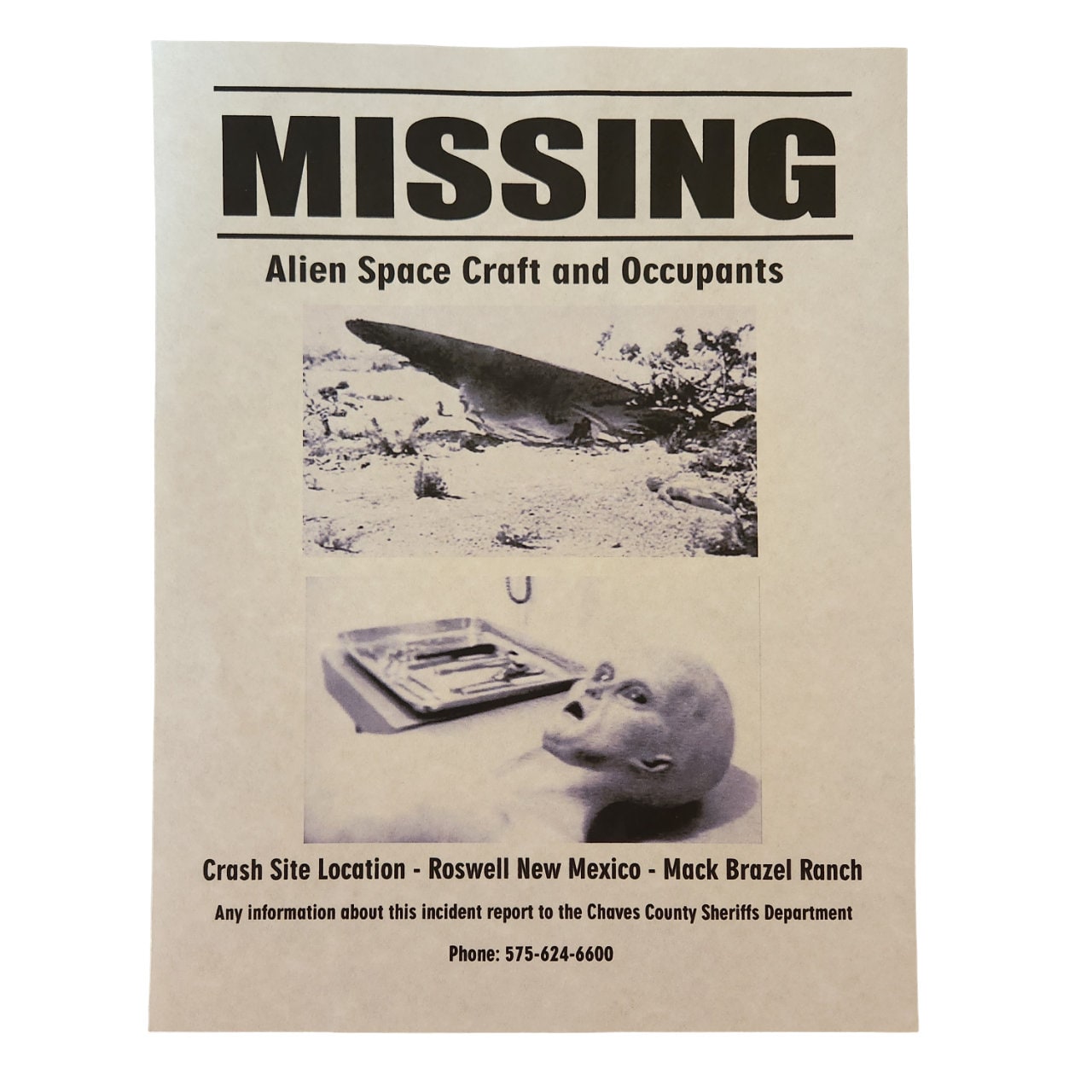 Roswell Area 51 Alien Autopsy UFO Poster Documents for Prop or