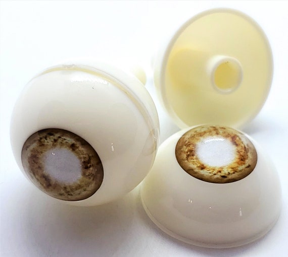 Pair Of Realistic Human/Zombie Acrylic Eyes - Infected Green 26mm, For Halloween Props, Masks, Dolls, Cosplay, With Hole For LED Lighting