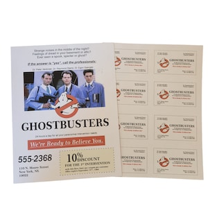 Folheto do filme Ghostbusters e você corta páginas de cartões de visita impressas em papel cartolina grosso, 8,5 x 11, arte de parede, adereço de filme, adereço de Halloween