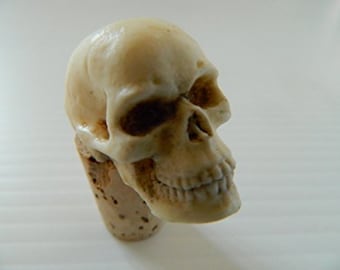 Halloween Prop - Cork Resin Skull wine bottle stopper