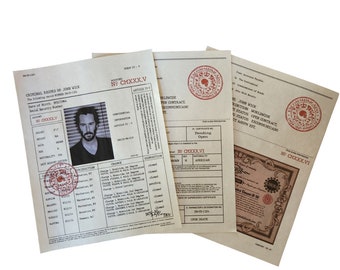 Documentos del contrato de John Wick excomulgado para utilería o exhibición El continental